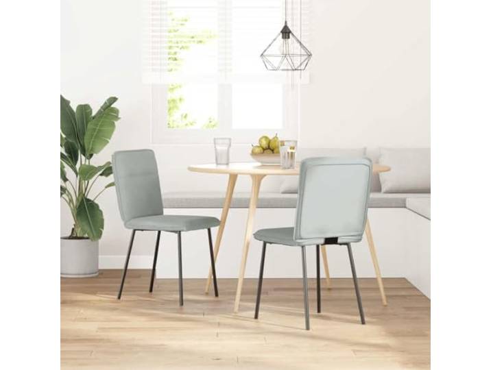 NLQMSU 2 Esszimmerstühle, Hellgrau, Samt Weicher Samt, Rahmen aus Metall und Holz, dicker Schaumstoff, Esszimmer, Wohnzimmer, Gästezimmer