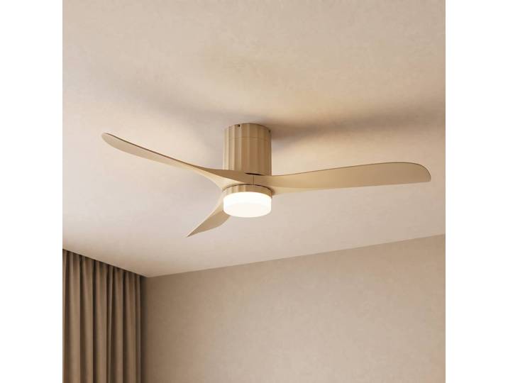 Lucande LED-Deckenventilator Novri, beige, Ø 132 cm, CCT Novri, creme / amber, für Wohn- / Esszimmer, Modern