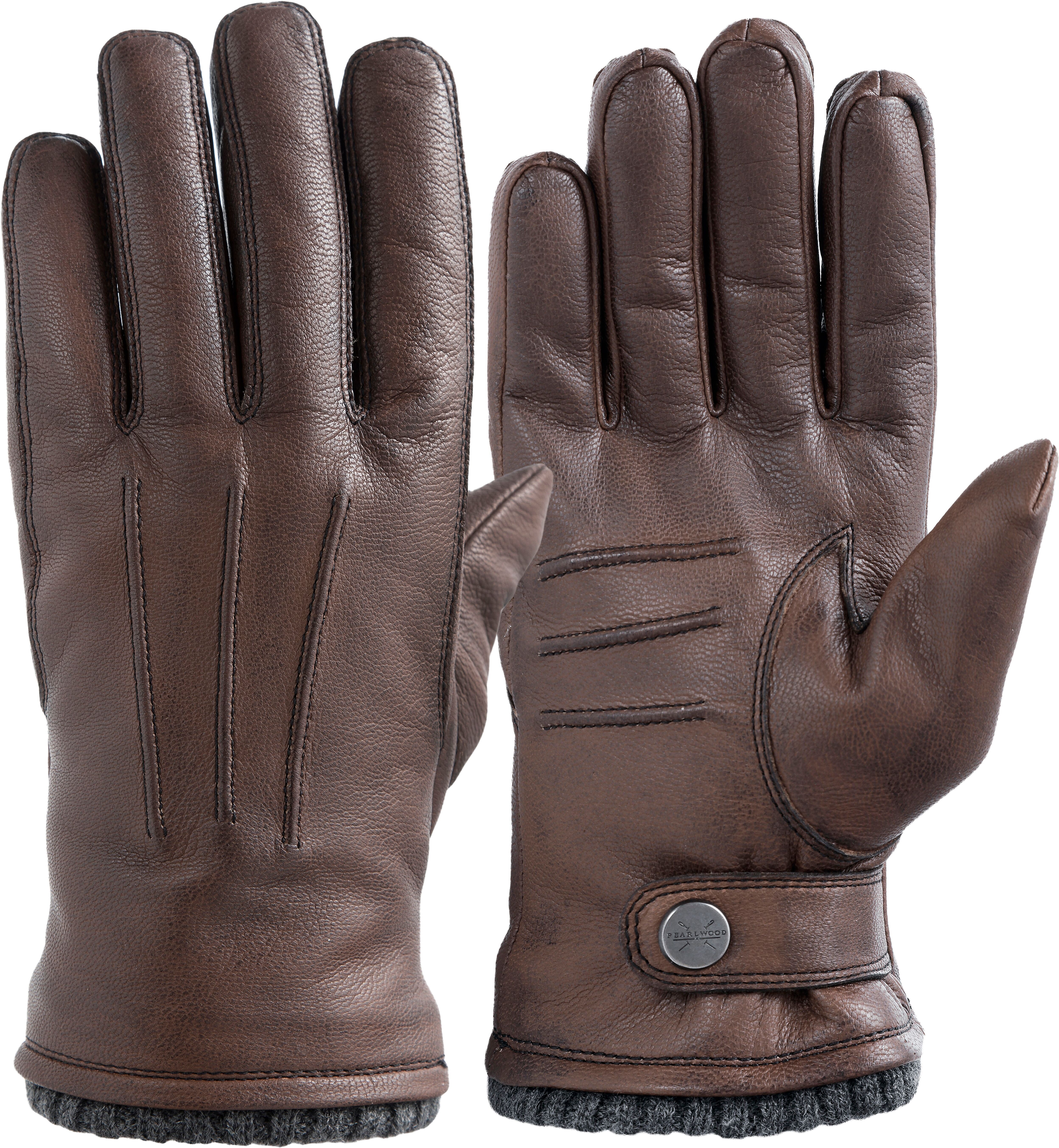 Lederhandschuhe PEARLWOOD "Newton", Herren, Gr. 9, braun, Ziegenleder, Handschuhe Lederhandschuhe, leichte Vintage Optik durch Waxfinish braun 9