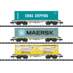 Trix 18703 N Containertragwagen-Set Bauart Sgmmns 190, AAE, Ep. VI