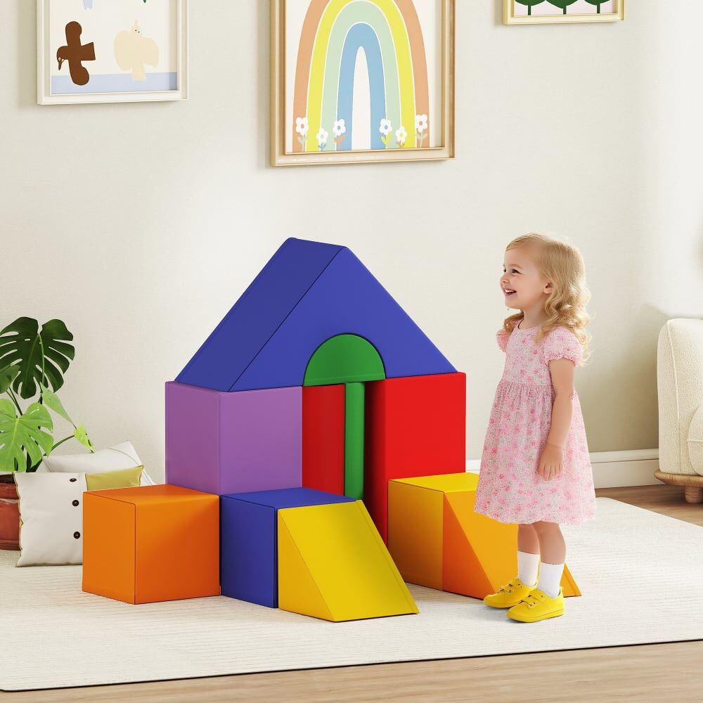 Homcom Jouets éducatifs 11 blocs de construction en mousse de motricité xxl Multicolore 25x50x25cm