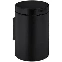 Relaxdays Kosmetikeimer Wandmontage, 3 l, Absenkautomatik, Inneneimer, Edelstahl, runder Badezimmer Mülleimer, schwarz