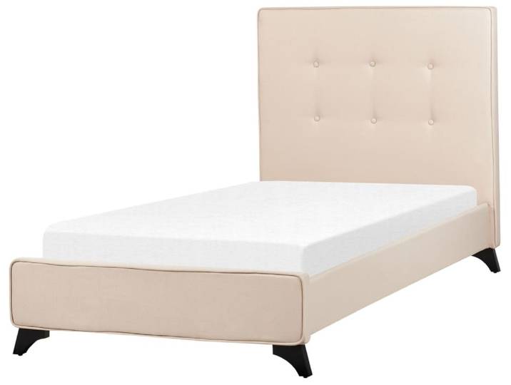 Lit simple en tissu beige 90x200