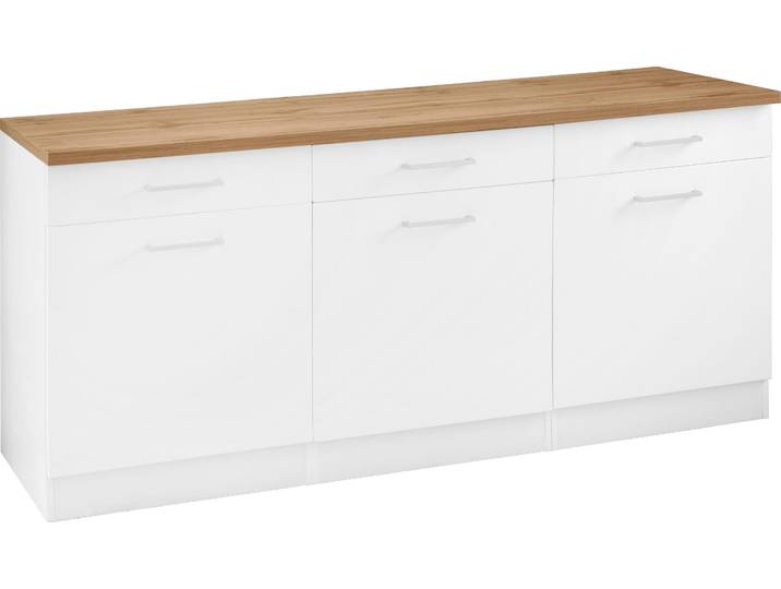 Unterschrank KOCHSTATION KS-Kehl , weiß, B:180cm H:85cm T:60cm, MDF, Schränke, Unterschrank, Breite 180 cm