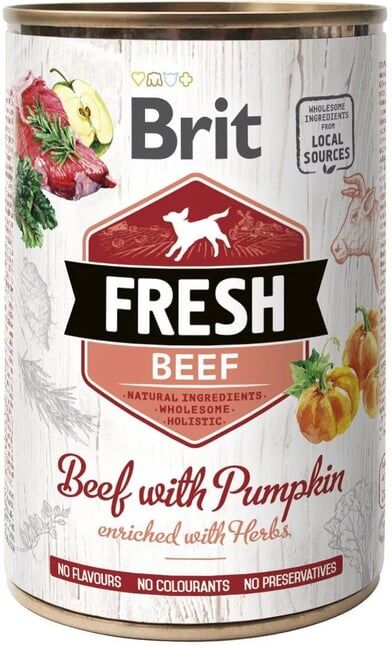 Brit Fresh Comida Úmida Carne de Vitela e Abóbora 6 un x 400g