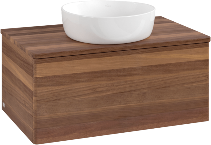 Villeroy und Boch Antao Waschtisch-Unterschrank L30012HM mit Beleuchtung, 80x36x50cm, Waschbeckenplattenfarbe warm walnut, warm walnut