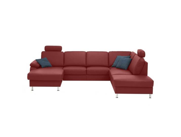 Couchliebe Prato Wohnlandschaft - Echtleder Torro rosso - ohne Funktion - inkl. Kopfstütze - Nein ohne Funktion Modern, Zeitlos