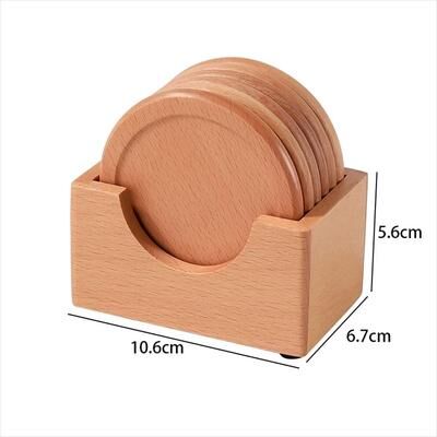Inspire Essentials Walnut Wood Coaster Set Heat Resistant Round Drink Coasters Decor beech Wood