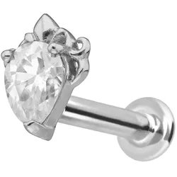 14 Karat Gold Labret mit Innengewinde MOISSANIT-TROPFEN