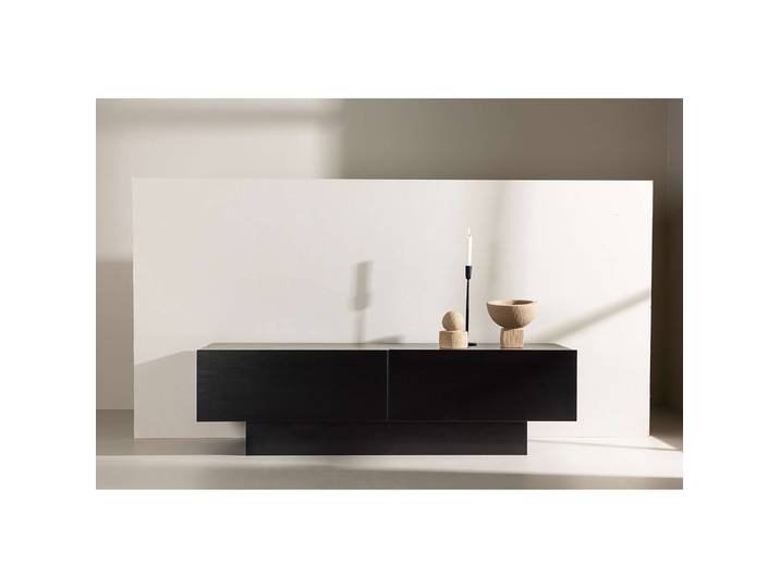 TV-Lowboard Cuenca MDF Mitteldichte Holzfaserplatte , beschichtet Schwarz/Eiche Schwarzbraun Dekor 160 x 45 x 47cm