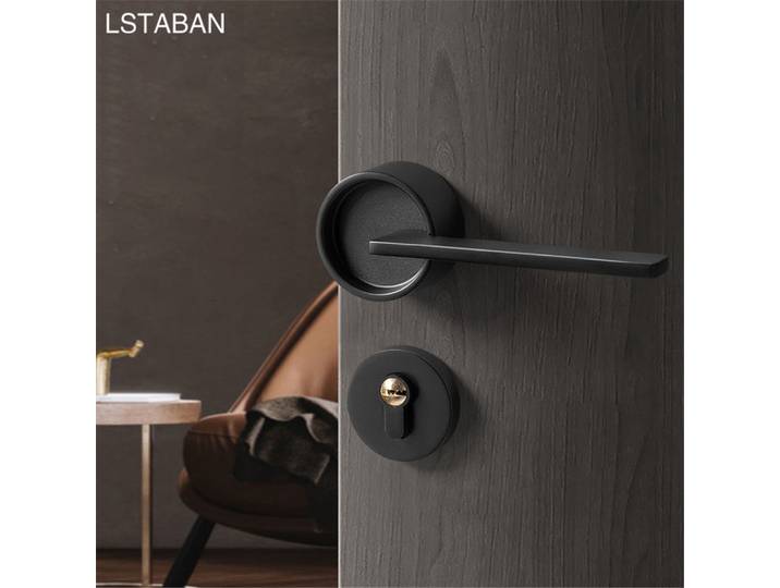Serrure de porte mécanique silencieuse en alliage de zinc doré serrure de sécurité intérieure silencieuse pour la maison serrure grise de style nordique serrure à poignée antivol solide noire