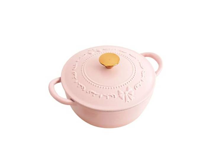 YLFFFZXK Gusseisen Emaille Topf Schmortopf Rosa Kleiner Runder Topf Haushalt Multifunktionaler Schmortopf,Rosa