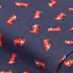 Baumwoll-Feincord "Feuerwehr", blau/rot