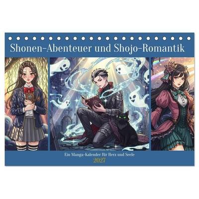 Shonen-Abenteuer und Shojo-Romantik - Ein Manga-Kalender für Herz und Seele (Tischkalender 2027 DIN A5 quer), CALVENDO Monatskalender