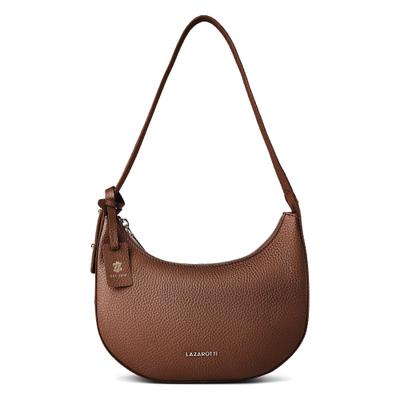Schultertasche LAZAROTTI "Bologna Leather Schultertasche Leder 24 cm", Damen, Gr. B/H/T: 6cm x 13,5cm, braun, Leder, Taschen Schultertasche