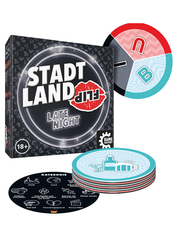 Game Factory Partyspiel "Stadt Land Flip Late Night" - ab 18 Jahren - onesize