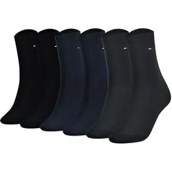 TOMMY HILFIGER Damen Socken, 6er Pack - Classic, Strümpfe, einfarbig Schwarz/Blau/Dunkelblau / 35-38