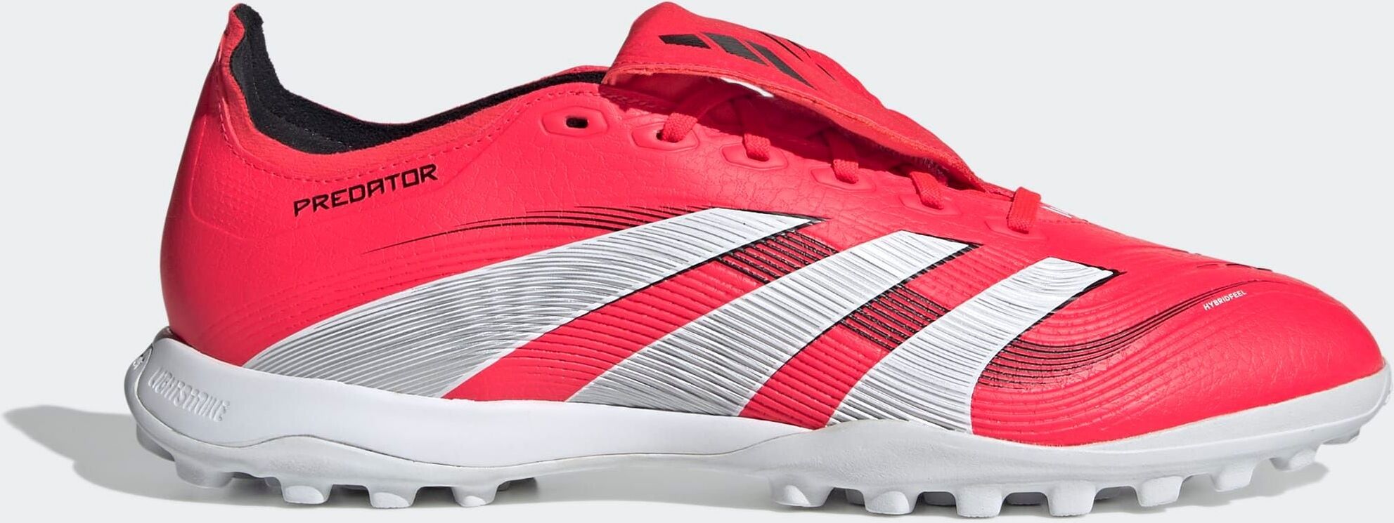 Fußballschuh ADIDAS PERFORMANCE "PREDATOR LEAGUE FOLD-OVER TONGUE TF", Damen, Gr. 44,5, rot (lucid rot, cloud weiß, core schwarz), Synthetik, Schuhe Fußballschuh, für synthetische Hartplätze