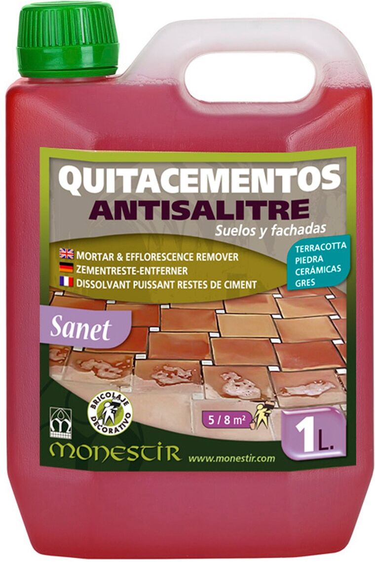 Monestir Limpiador Restos Obra Quitacementos y Antisalitre Sanet.  (1 Litro)