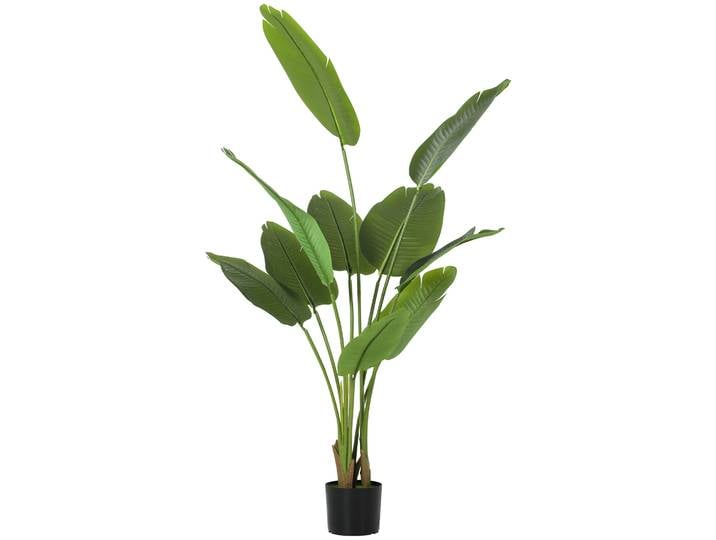HOMCOM Plante artificielle intérieure 160 cm bananiers arbre artificiel avec pot en plastique et terreau floqué, fausse plante v