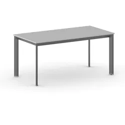 Konferenztisch PRIMO INVITATION 160x80 cm, schwarzes Metallgestell, grau