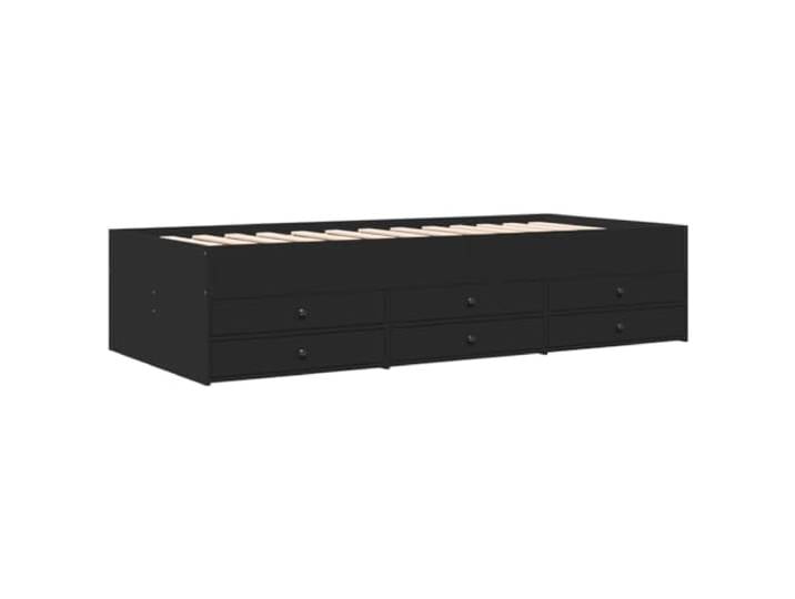 KTHLBRH Schlafsofa mit Schubladen, Schwarz, 75 x 190 cm Mehrschichtiges Holz, 6 Schubladen mit Rollen, solide Struktur, Lattenrost im Lieferumfang enthalten