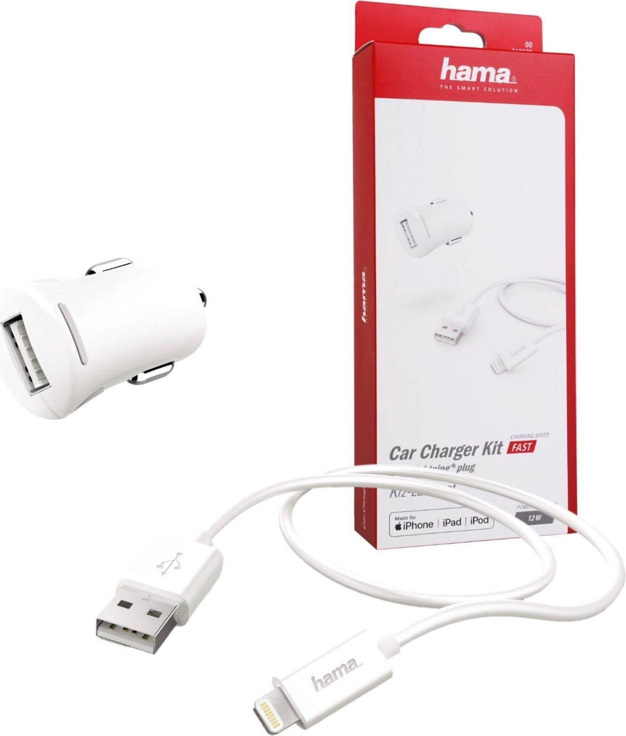 Hama Autolader Lightning 2,4A 12W wit