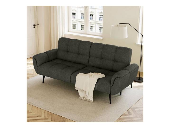 LuxusKollektion Schlafsofa Sofa Schlafsofa Klappsofa 3Sitzer 155x85cm Wohnzimmer Büro Dunkelgrau
