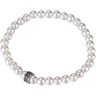 Perlenarmband KINGKA "Schmuck Geschenk Edelstahl Armschmuck Armkette Rondell", silber (edelstahlfarben, schwarz, weiß), Armbänder, Damen, 21cm, Edelstahl Nylon Perlen, Edelstahl, Nylon, Perlen, Perlenarmband, mit Muschelperle