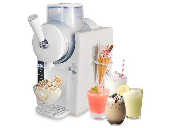 Unold 48950 Slush- und Softeismaschine Sofie mit Kompressor ca. 2 L 5 Programme für Slushies, Softeis Frozen Cocktails, Milchshakes in 30 min, Behälter spülmaschinengeeignet, Weiß