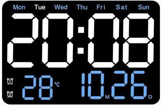 Everyday Crate Smart LED Digital Wall Clock With Auto Brightness, Temperature Display & Silent Alarm Blue