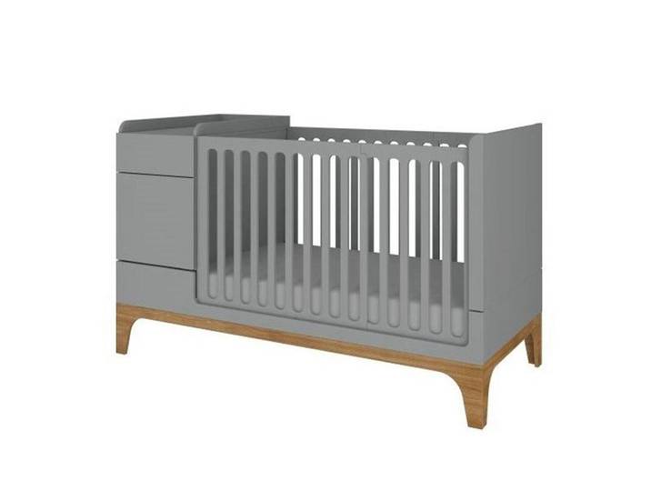 Petits-meubles Gitterbett 70/120 Grau und Holz, Holzwerkstoff, 70x120 cm, Baby- und Kindermöbel, Babyzimmer, Babybett, Gitterbett