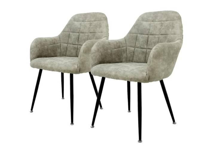 ECD Germany Lot de 2 Chaises de Salle à Manger - Assise Siège Rembourrée en Velours - Structure en Métal - Fauteuil avec Accoudoir