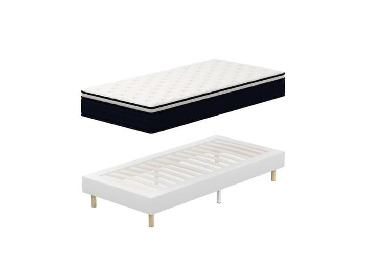 Ensemble Matelas à ressorts+ Lit Sommier Tapissier 90x190cm DEWINNER Epaisseur du Matelas 25cm