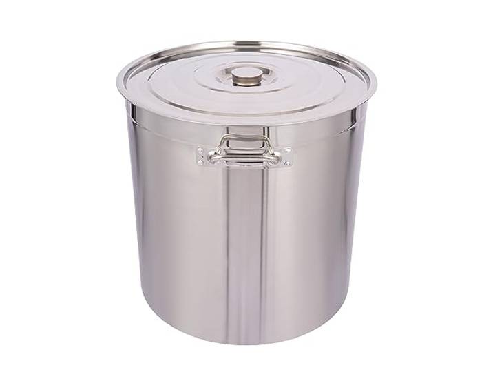 98L Edelstahl Kochtopf mit Deckel, für Induktion & Gas, Kochen＆Aufbewahren 51,5 x 50cm, für Suppen, Soßen, Eintöpfe, Reis & Mehl, ideal für Küche, Restaurant & Lager