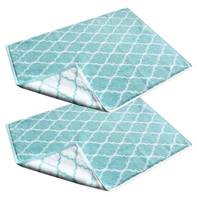 Badematte FRAMSOHN FROTTIER "Tiles", blau, H:7mm, Baumwolle, Badematten, Badematte, Baumwolle, Badvorleger, Hotelmatte, wendbar