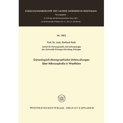 Genealogisch-demographische Untersuchungen über Mikrocephalie in Westfalen, Taschenbuch von Gerhard Koch, VS Verlag für Sozialwissenschaften,