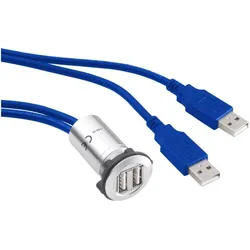 Tru Components USB-Einbaubuchse 3.0, Elektronikkabel + Stecker, Grau