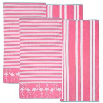 Linery & Co. Cotton Jacquard 4 Pack Summer Beach Towels.