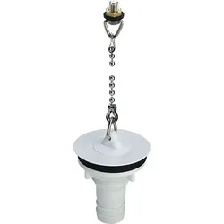 Viega Ablaufventil 105624 G 3/4xDN 50, Kunststoff weiß, mit Stopfen, Kettenhalter, Kugelkette