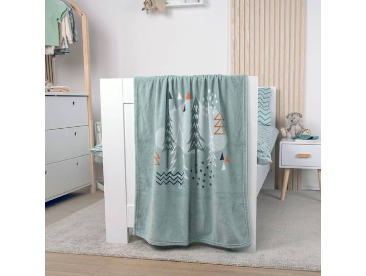 Couverture douce enfant Forêt nordique 75 x 100cm Vert