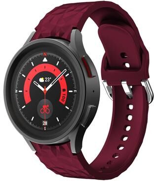 Everyday Crate Samsung Galaxy Watch 5 Pro Silicone Watch Band Rhombus Texture Adjustable Replacement Strap wine Red