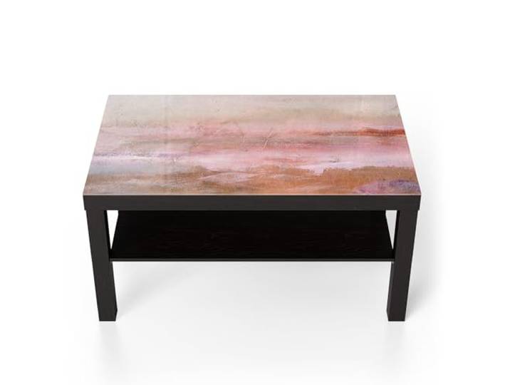 DEQORI Glastisch schwarz groß 90x50 cm Motiv Pastell-Horizont ausgefallener Beistelltisch aus Glas Hochglanz Couchtisch fürs Wohnzimmer moderner Couch Tisch mit Design