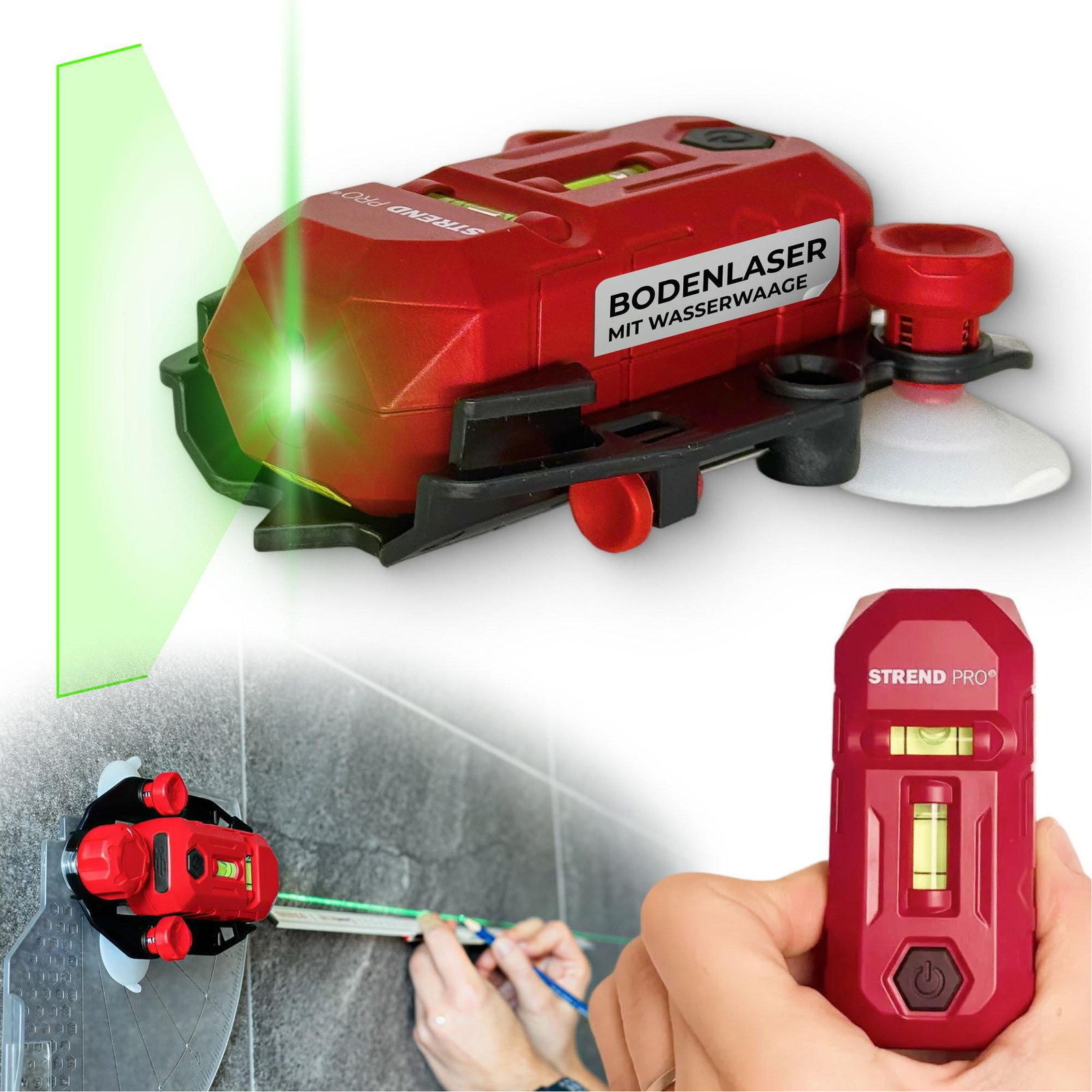 Strend Pro Vloerlaser Strend Pro SMD-RM20UG-Li, 2-in-1, groen, USB-opladen