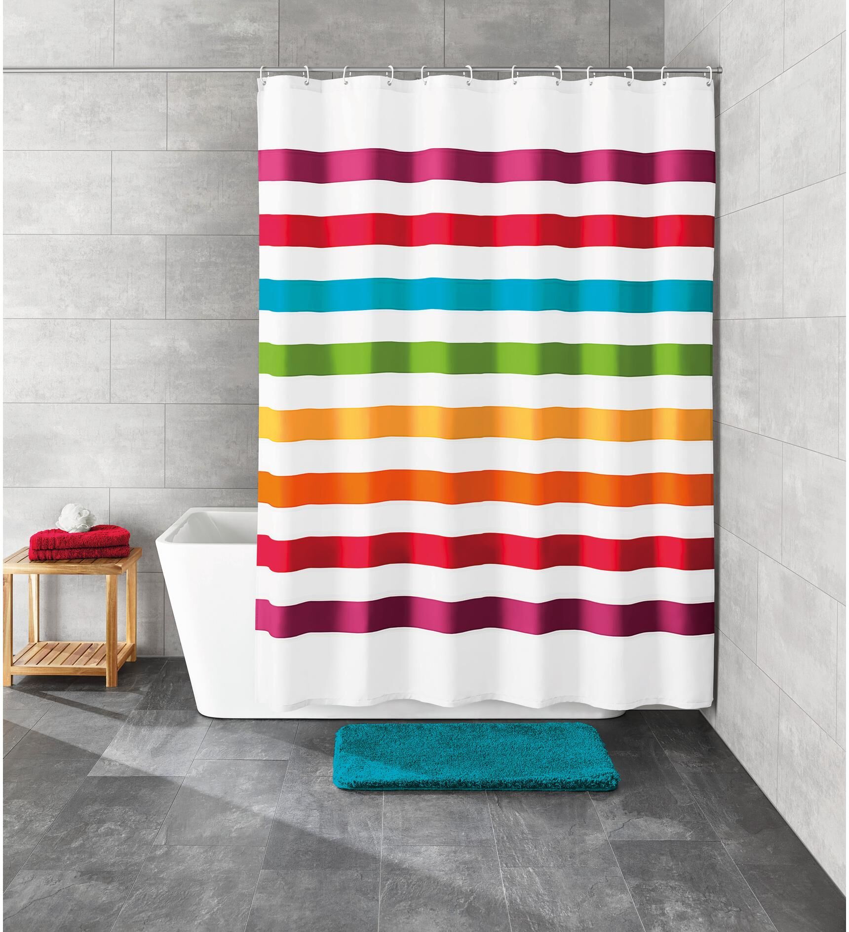 Duschvorhang KLEINE WOLKE "Select 180 x 200 cm", bunt (mehrfarbig), B:180cm H:200cm, Kunststoff, Polyester, Duschvorhänge, Duschvorhang mehrfarbig B/H: 180cm x 200cm