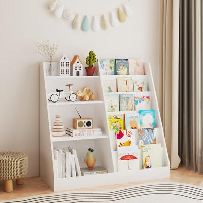 Kodotan sofa Kids Bookshelf and Toy Storage Organizer, Multifunctional 4 Tier Wooden Kids Book Shelf with Bookcase Display Stand