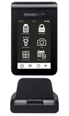 TAN & TOTP Generator REINER SCT tanJack® deluxe, 2-Faktor-Authentisierung, zusätzlicher PIN-Schutz 3,5″ Touchdisplay, Kartenslot, inkl. Ladestation & Netzteil, schwarz