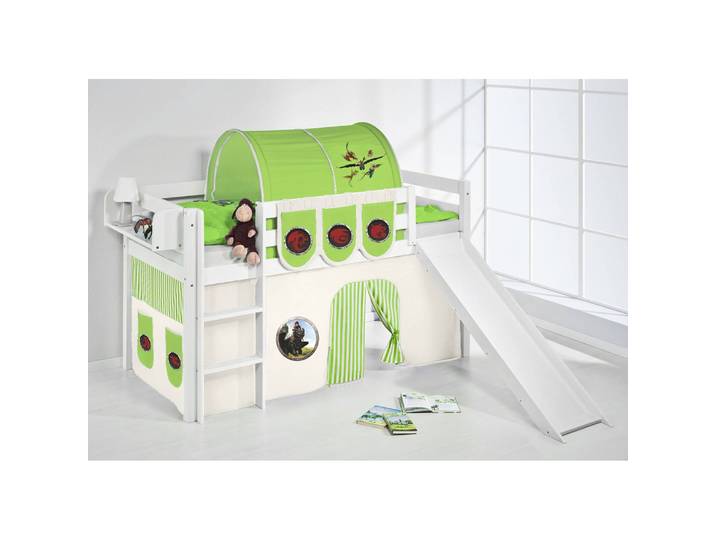 Lit mezzanine Dragons 90 x 200cm Blanc/Vert clair Avec toboggan