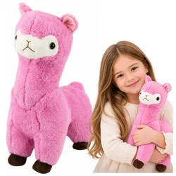 Plüsch-Alpaka-Lama-Plüschtier, Kuscheltier aus weichem Fell, rosa, 38 cm