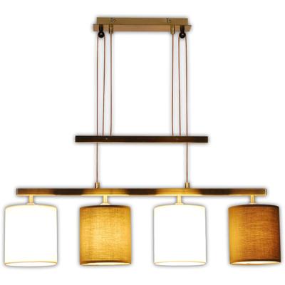 NÄVE Pendelleuchte "Tilde", braun (braun, beige, messing), 4, Ø 15cm H: 116cm, 1 Stk., Leuchten, verstellbar, Stahl/Textil, Höhe: 116cm, exkl. 4x E27 max. 40W, Pendelleuchte